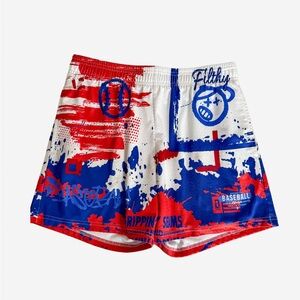 Baseball Lifestyle 101 Filthy Men's Athletic Shorts - Red, Blue, White